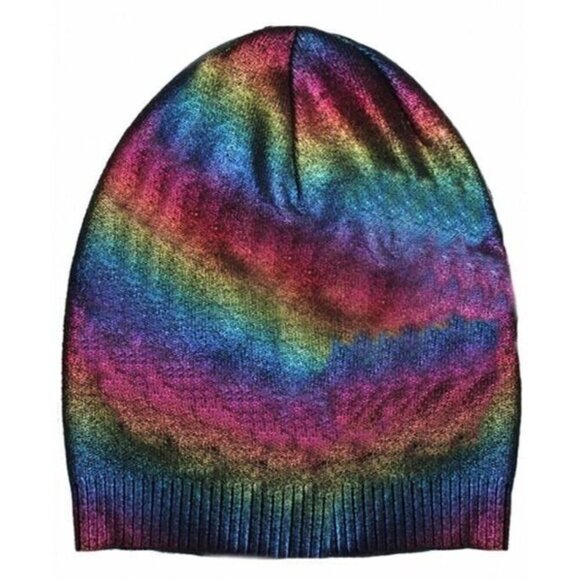 Maniere Girls Rainbow Genuine Fur POM POM Hat New - Picture 4 of 5